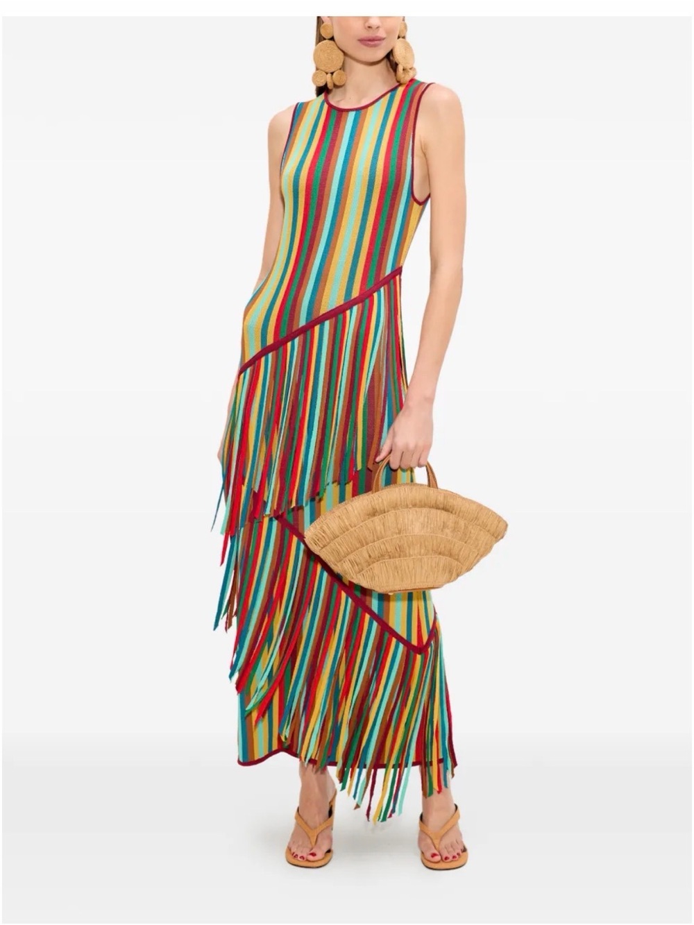 Simon Miller Multicolor Striped Fringe Maxi Dress